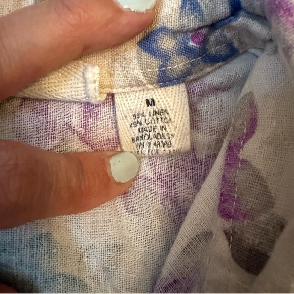 Vintage Red Rover Linen Floral Sleeveless Button-Up Shirt Size M Women - Picture 4 of 8